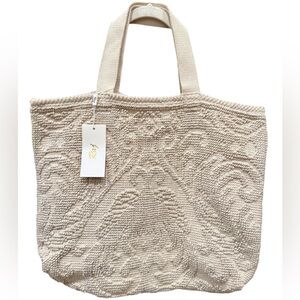 NWT RAJ-Anthropologie Textured‎ Chenille Tote – Cream Pattern